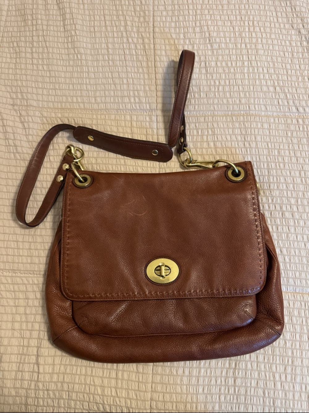 Vintage Coach Brown Leather Messenger Bag